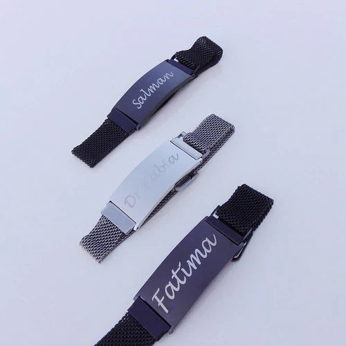 Customised Name Bracelet Unisex Magnetic Strap
