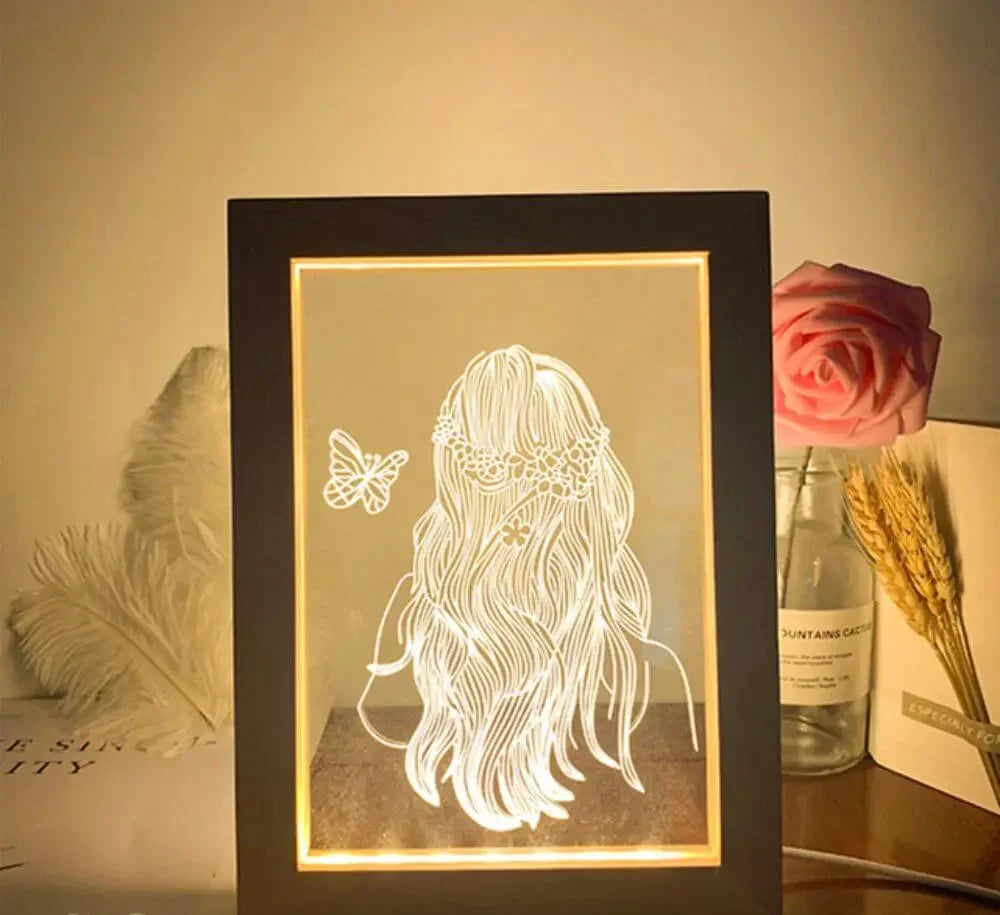 Girl and butterfly Frame Lamp