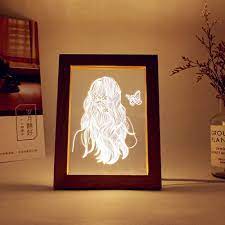 Girl and butterfly Frame Lamp